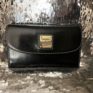 Dooney & Bourke Black Leather Wallet with silver accents